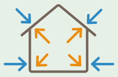 冷暖房のムダが少なく、ホコリや花粉も入りにくい、快適できれいな空気の家 イラスト