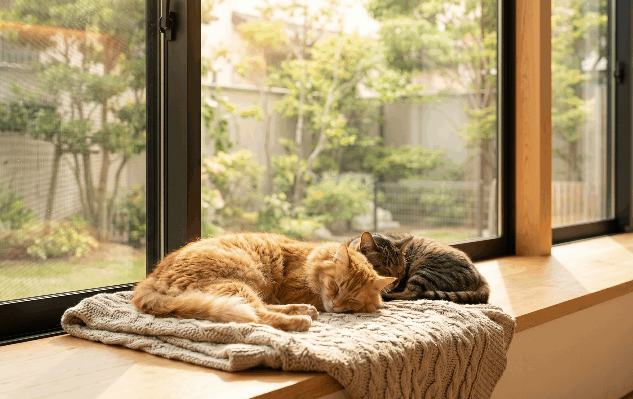 窓辺で微睡む猫